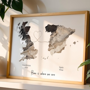 Personalised Map Print with linked locations | Custom Travel Adventures Map | Personalised Travel Art for Couples | Long Distance Love