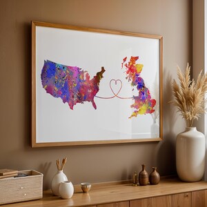 United States to Britain print - Travel poster - Watercolour print
