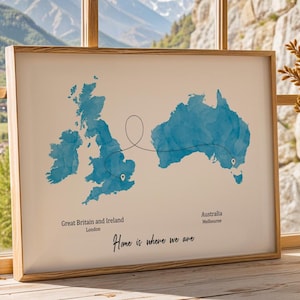 Personalised Map Print with linked locations | Custom Travel Adventures Map Print | Personalised Travel Art for Couples | Anniversary Print