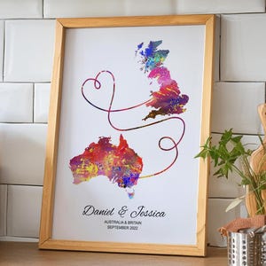 Personalisierbare Kartenkunst - Personalisierter Kartendruck - Wählen Sie zwei Länder aus - Weihnachtsgeschenke - Erhältlich in 6 Farben