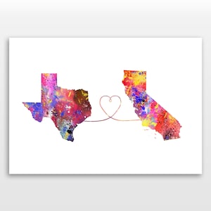 Texas to California - Travel - Watercolour print