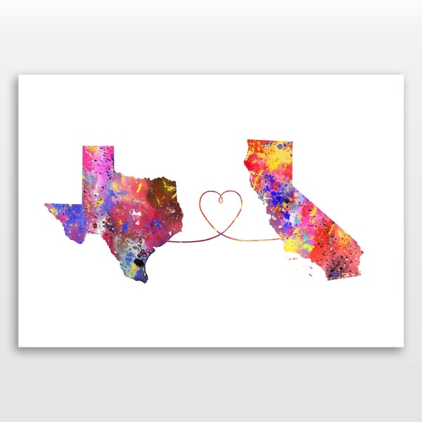 Texas to California - Travel - Watercolour print