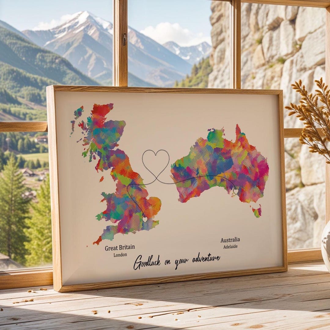 Personalised Map Print With Linked Locations | Custom Travel Adventures ...
