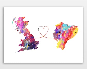 Britain to Ecuador - Travel poster - Watercolour print