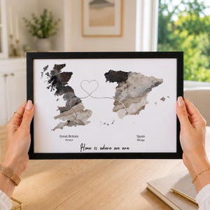 Personalised Map Print with linked locations | Custom Travel Adventures Map | Personalised Travel Art for Couples | Long Distance Love