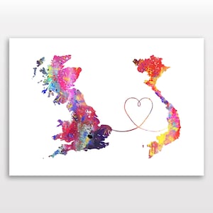 Britain to Vietnam - Reiseplakat - Aquarelldruck