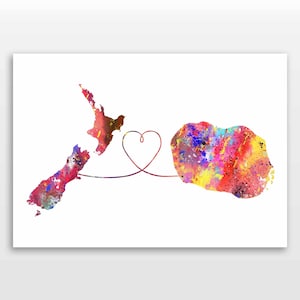 New Zealand to Cook Island - Travel Print Poster - 4 Available Colours