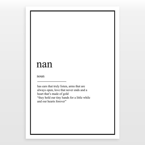 Nan Definition Print Poster Etsy