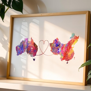Australia to China - Travel Print Poster - 4 Available Colours