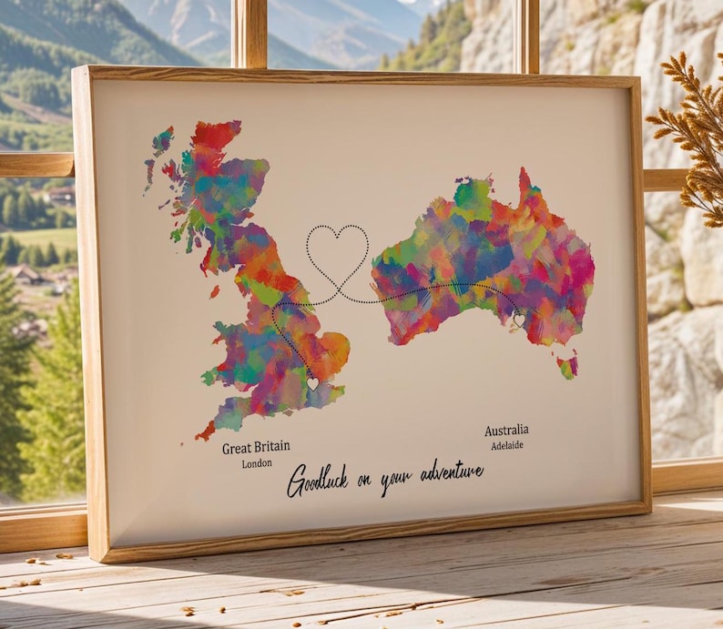 Personalised Map Print with linked locations | Custom Travel Adventures Map Print | Personalised Travel Art for Couples | long distance love 1. Confetti