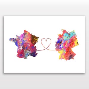 France to Germany - Reiseplakat - Aquarelldruck