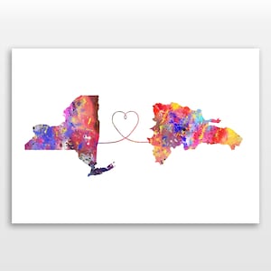 New York to Dominican Republic - Travel - Watercolour print