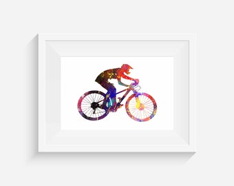 マウンテンバイカー - 水彩画プリント