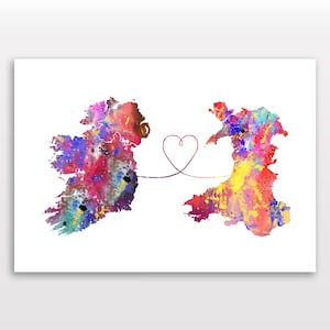 Irland to Wales - Reiseplakat - Aquarelldruck