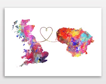 Britain to Lithuania - Travel poster - Watercolour print