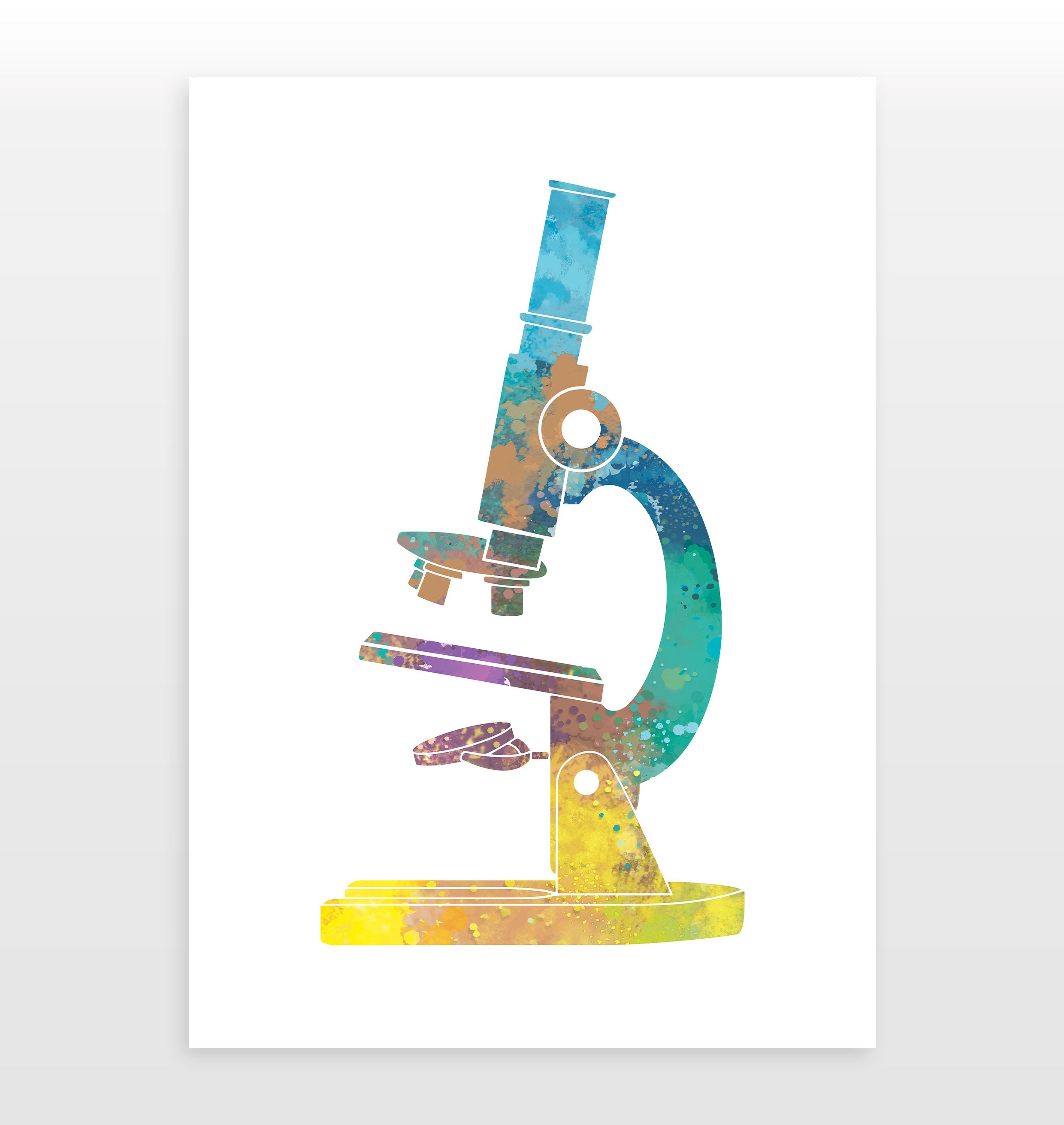 Microscope Poster - Biologist Print - Watercolour Print - Etsy