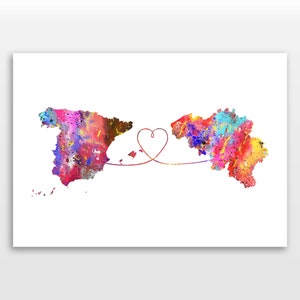 Spain to Belgium - Travel poster - Watercolour print