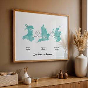 Digitale gepersonaliseerde kaartafdruk met gekoppelde locaties | Aangepaste reisavonturenkaart afdrukken | Gepersonaliseerde reiskunst voor stellen