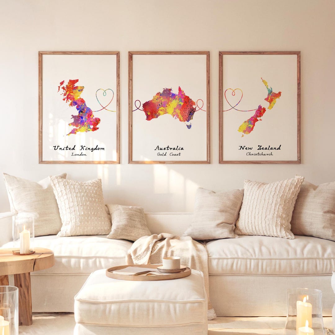 Personalised Map Print - Any Three Countries - Custom Map Art ...