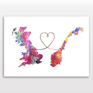Britain to Norway - Map Print - Travel Art Posters - Available in 4 Colours