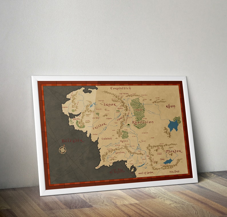 BUY 2 GET ANY 2 FREE MIDDLE EARTH MAP LORD OF THE RINGS HOBBIT POSTER A4 A3