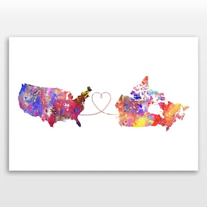 United States of America to Canada - Travel - Watercolour print