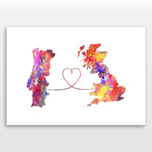 Portugal to The United Kingdom - Travel - Watercolour print