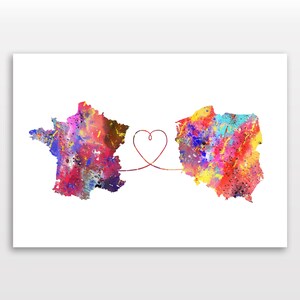 Frankreich nach Polen - Reiseplakat - Aquarelldruck