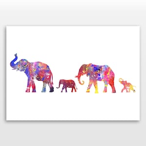 Watercolour Elephant poster, Minimalist Elephant print