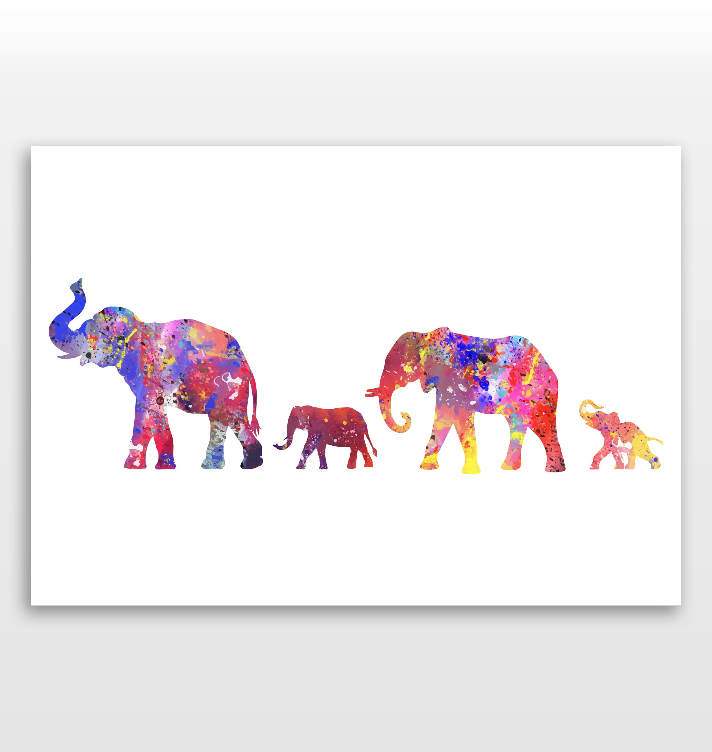 Watercolour Elephant poster, Minimalist Elephant print
