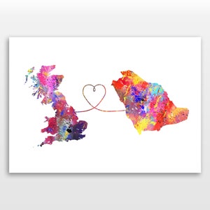 Britain to Saudi Arabia - Travel poster - Watercolour print