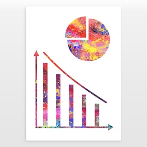 Cirkeldiagramposter - wiskundeprint - aquarelafdruk