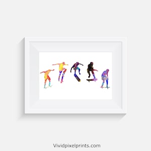 Skateboard - Hardflip - Watercolour print