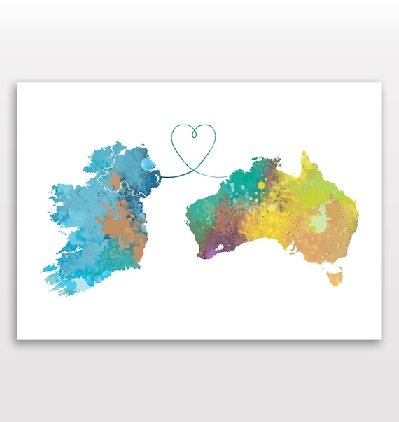 Ireland and Australia Travel Watercolour Print 
