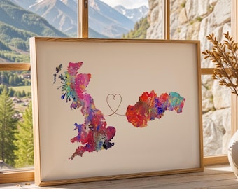 Britain to Slovakia - Travel poster - Watercolour print