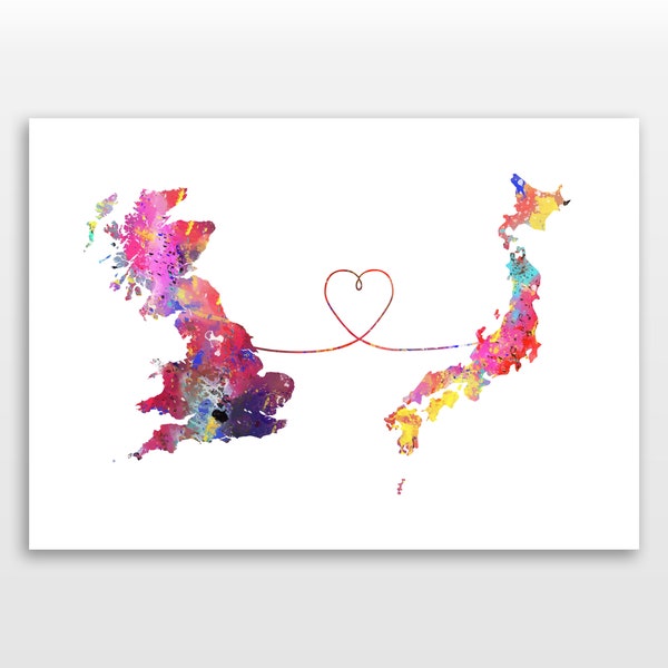 Britain to Japan - Travel poster - Watercolour print