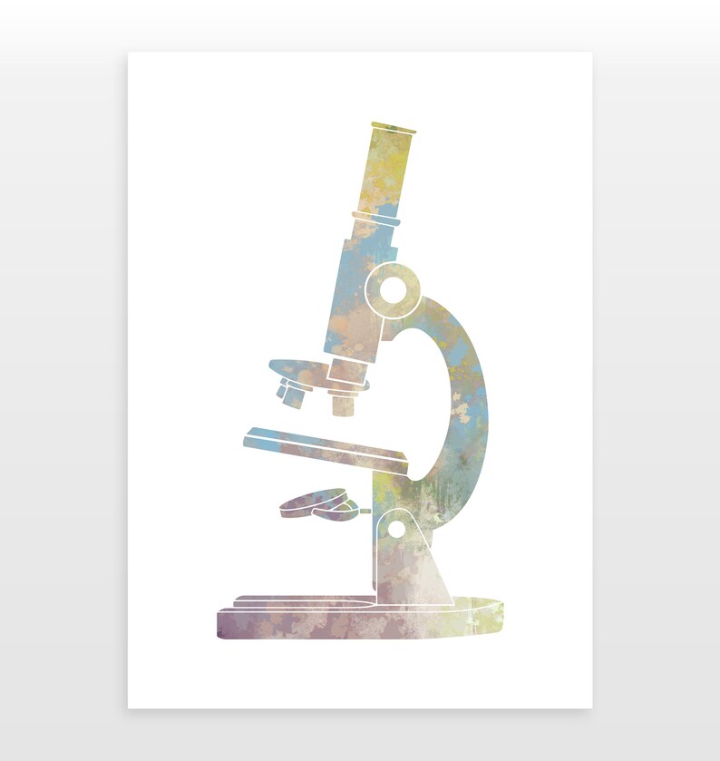 Microscope Poster - Biologist Print - Watercolour Print - Etsy