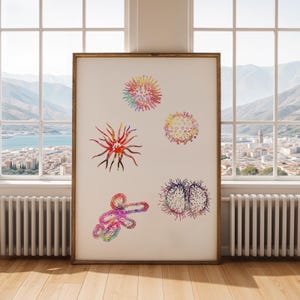 Microbes Poster - Biological Science Print - Watercolour print