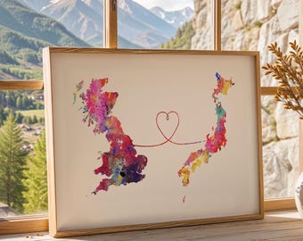 Britain to Japan - Travel poster - Watercolour print