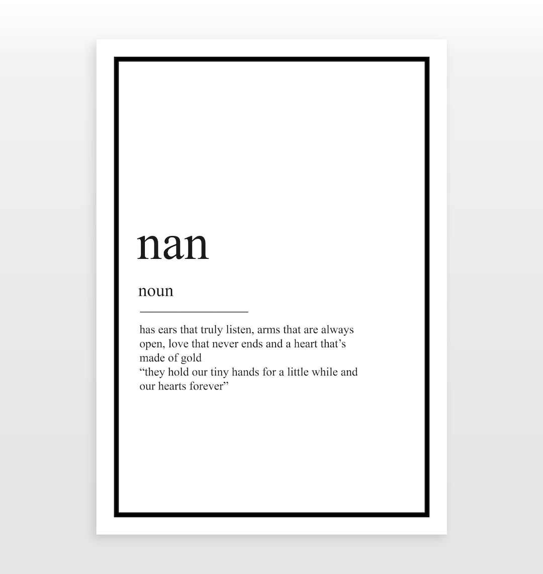 Nan Definition Print Poster Etsy UK
