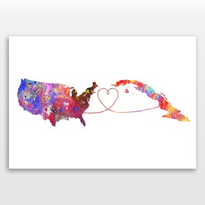 United States of America to Cuba - Travel - Watercolour print