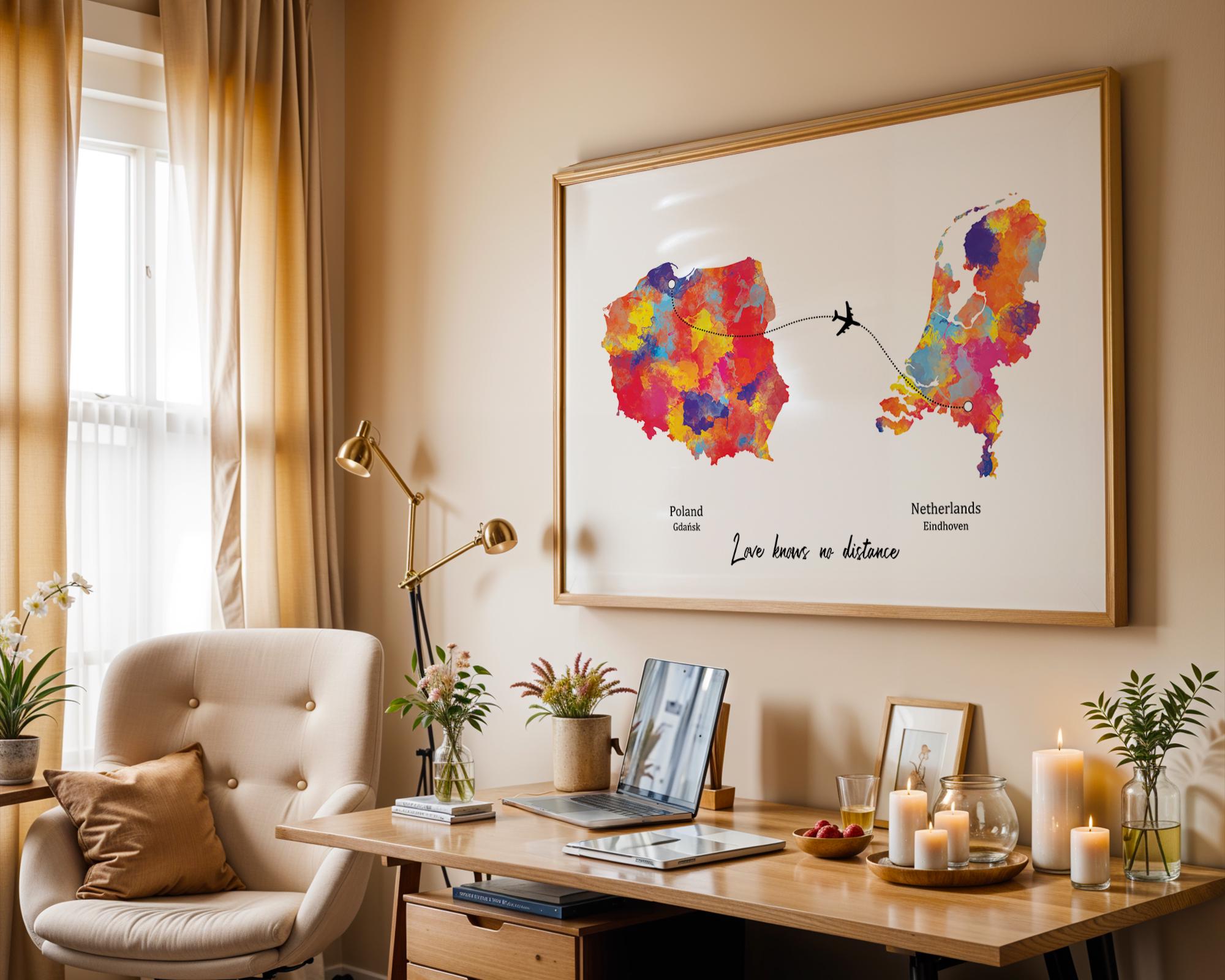 Personalised Map Print With Linked Locations | Custom Travel Adventures ...
