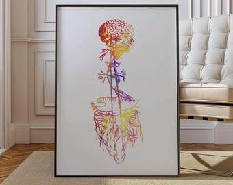 Brain Poster - Vagus Nerve Print - Watercolour print