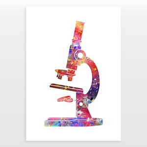 Microscope Poster - Biologist Print - Watercolour Print - Etsy