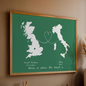 Impression de carte personnalisée - Deux pays - Art de carte personnalisé - Disponible en 12 couleurs
