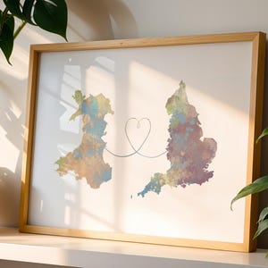 Wales nach England - Reiseplakat - Aquarelldruck