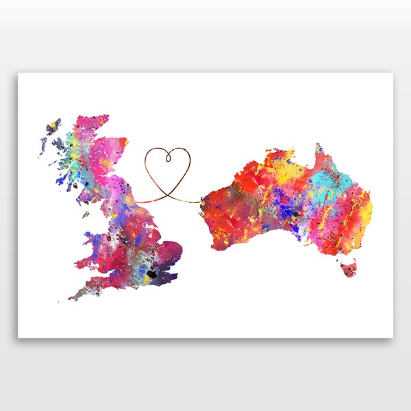 Australia and Britain - Travel - Watercolour print