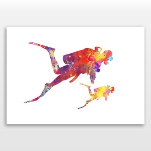 Scuba Diving Poster - Watercolour print