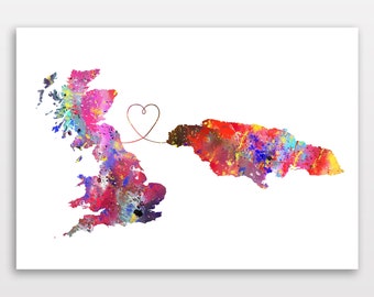 Britain to Jamaica Travel poster - Watercolour print