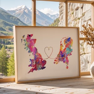 Britain to Netherlands - Travel poster - Watercolour print